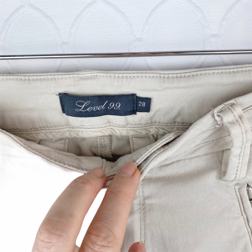Anthropologie LEVEL 99 Tan Ankle Zipper Slim Twill Pants Jeans 28 - Picture 6 of 9